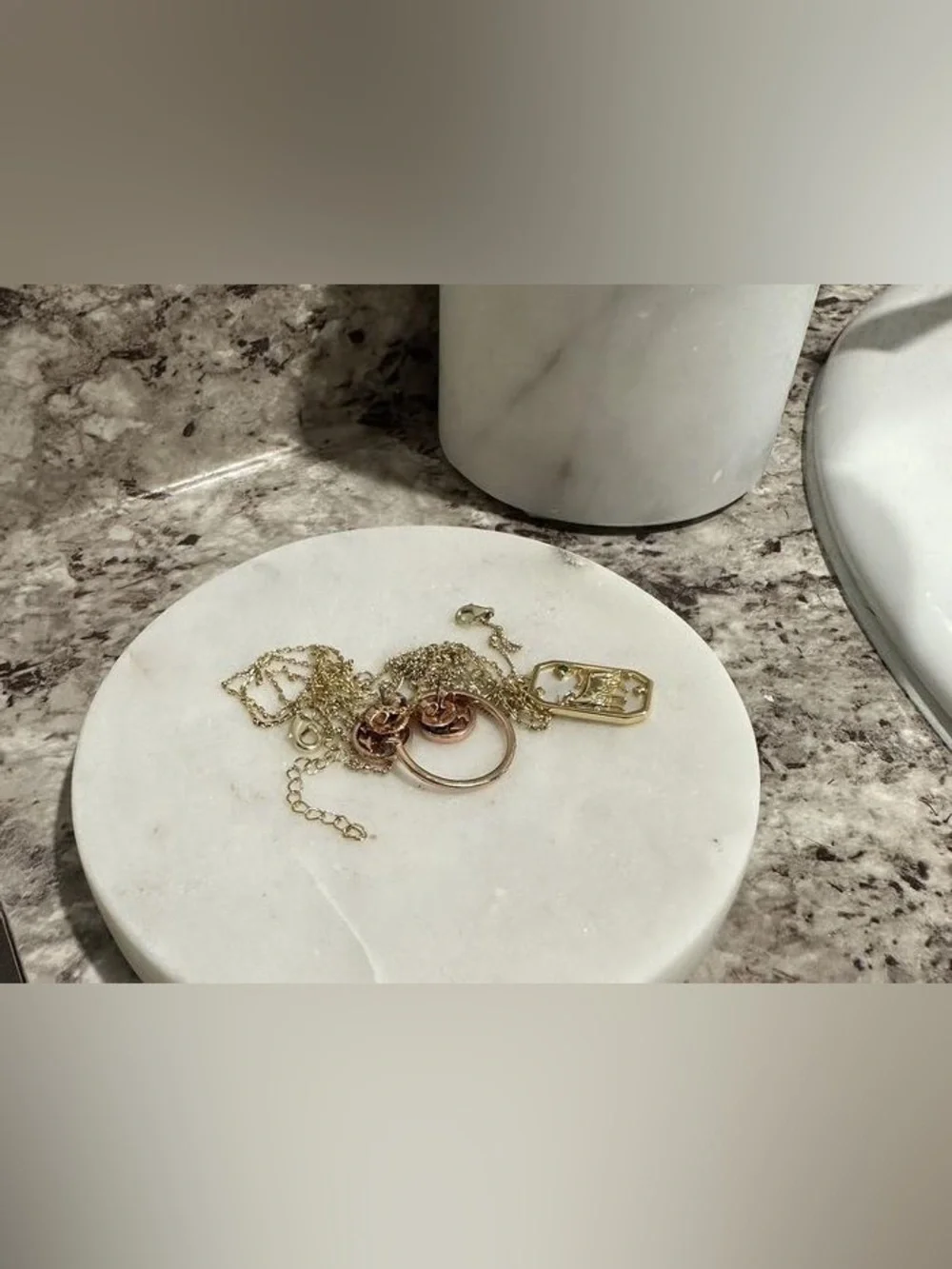 White Ivory Marble dish catch all soap candle